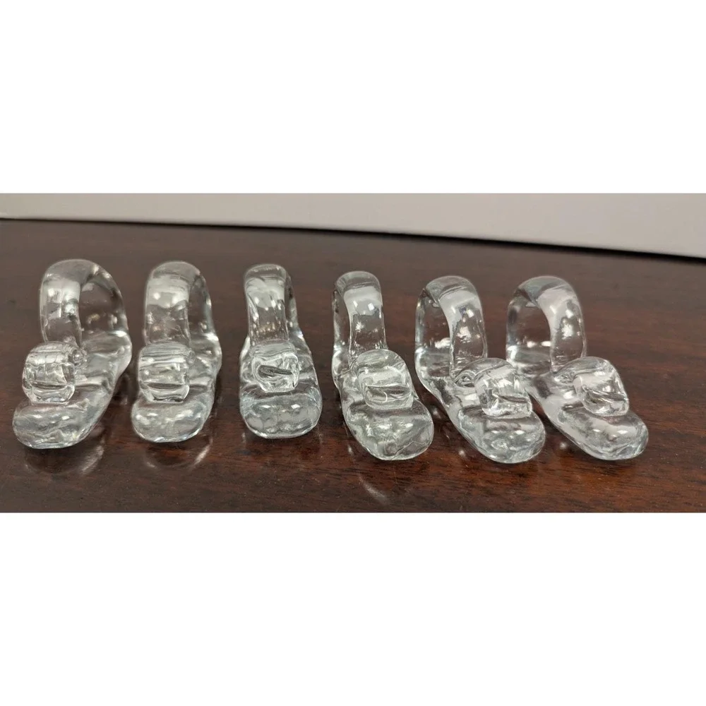 Vintage Glas von Marion Walona Crystal Napkin Rings Napkin Shoes Set of 6 Box